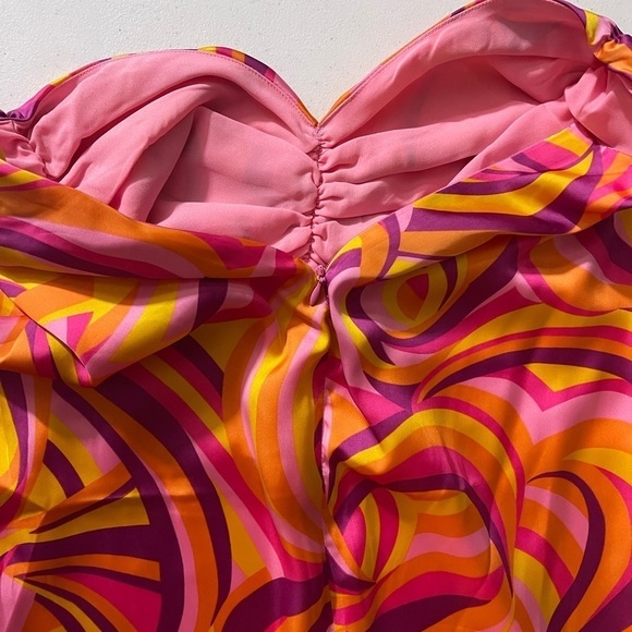 House Of Harlow 1960 Strapless Midi Maxi Dress Orange Pink Psychedelic Small - Picture 11 of 13